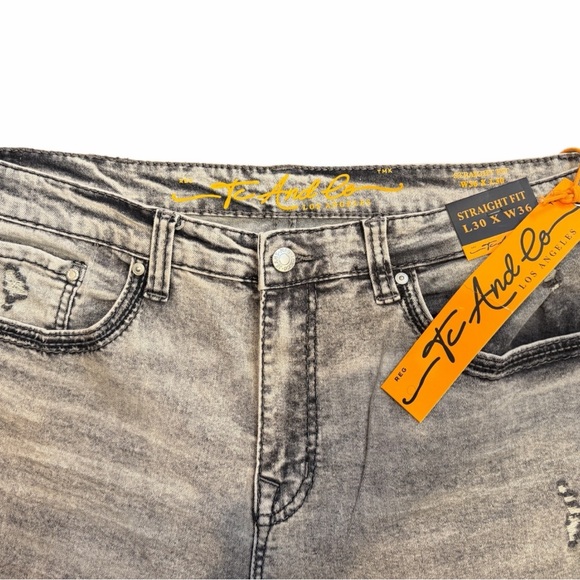 Tc & Co Los Angeles Men's Gray Straight Jeans - Picture 5 of 10